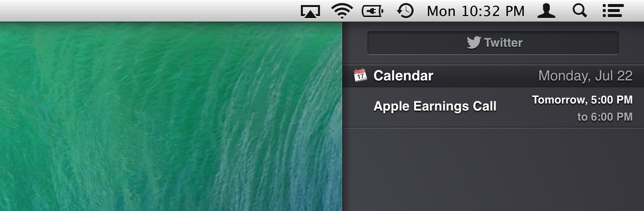 No linen in Notification Center either.