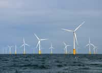 Le parc éolien de Belwind, construit en mer du Nord, à 46 kilomètres du port belge de Zeebruges. © Hans Hillewaert, Flickr, Wikimedia Commons, CC by-sa 4.0