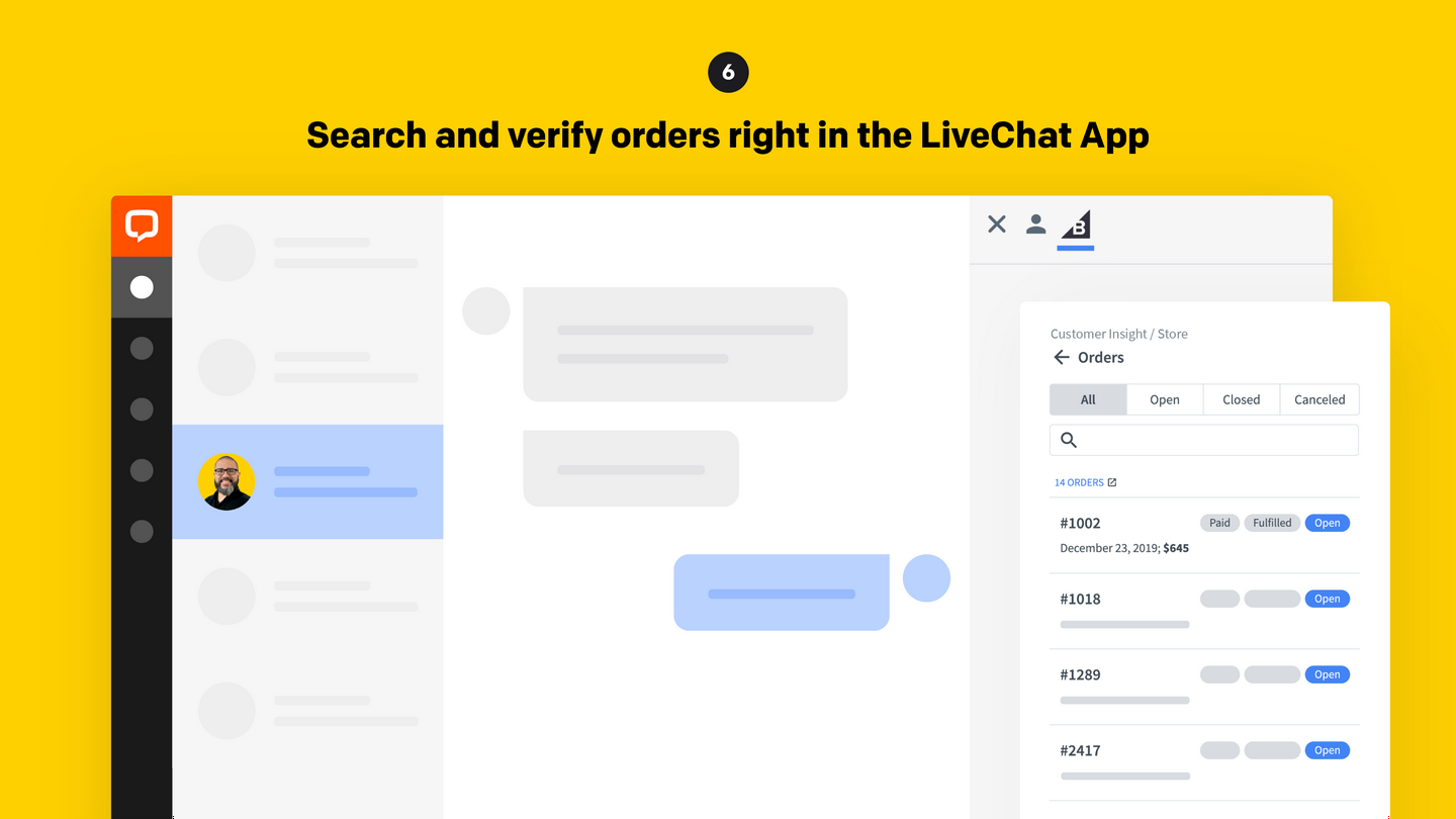 Orders preview in LiveChat