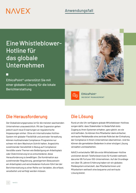 Image for Eine Whistleblower-Hotline für das globale Unternehmen
