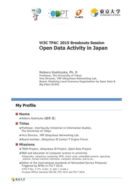 Open Data Activity in Japan / W3C TPA2015 Breakouts Session
