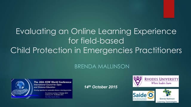 ICDE 2015 Brenda Mallinson CPIE evaluation