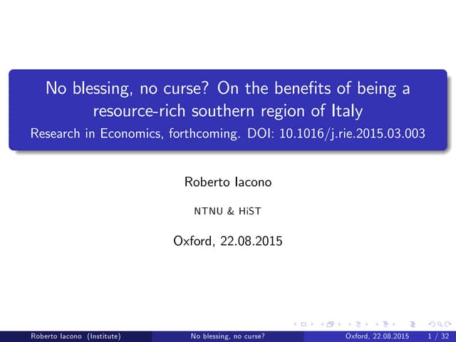 No blessing, no curse? On the bene
ts of being a resource-rich southern regio...