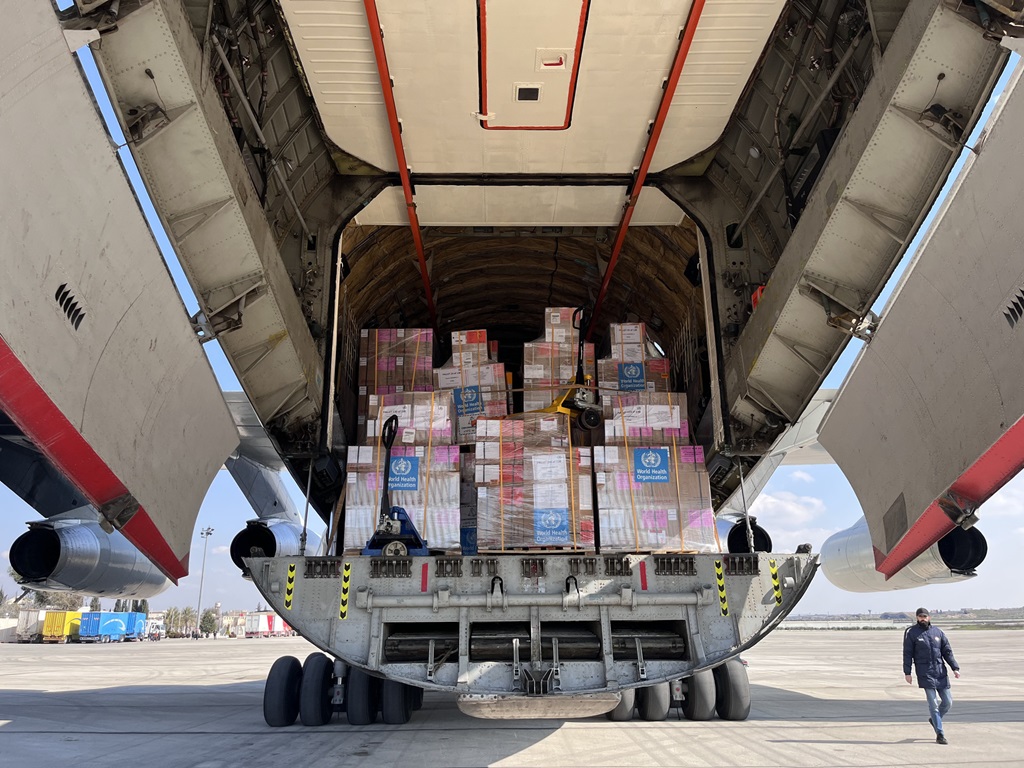 WHO has delivered 72 metric tons of trauma and emergency surgery supplies, including medicines, to support    response efforts.  Aleppo, Syrian Arab Republic.