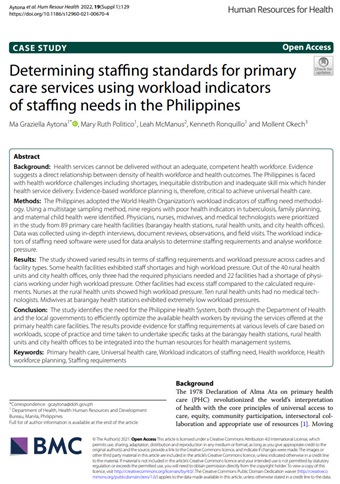 HRH Journal WISN article cover: determining staffing