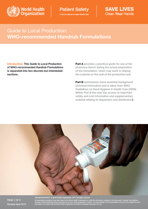 Guide to local production: WHO-recommended handrub formulations