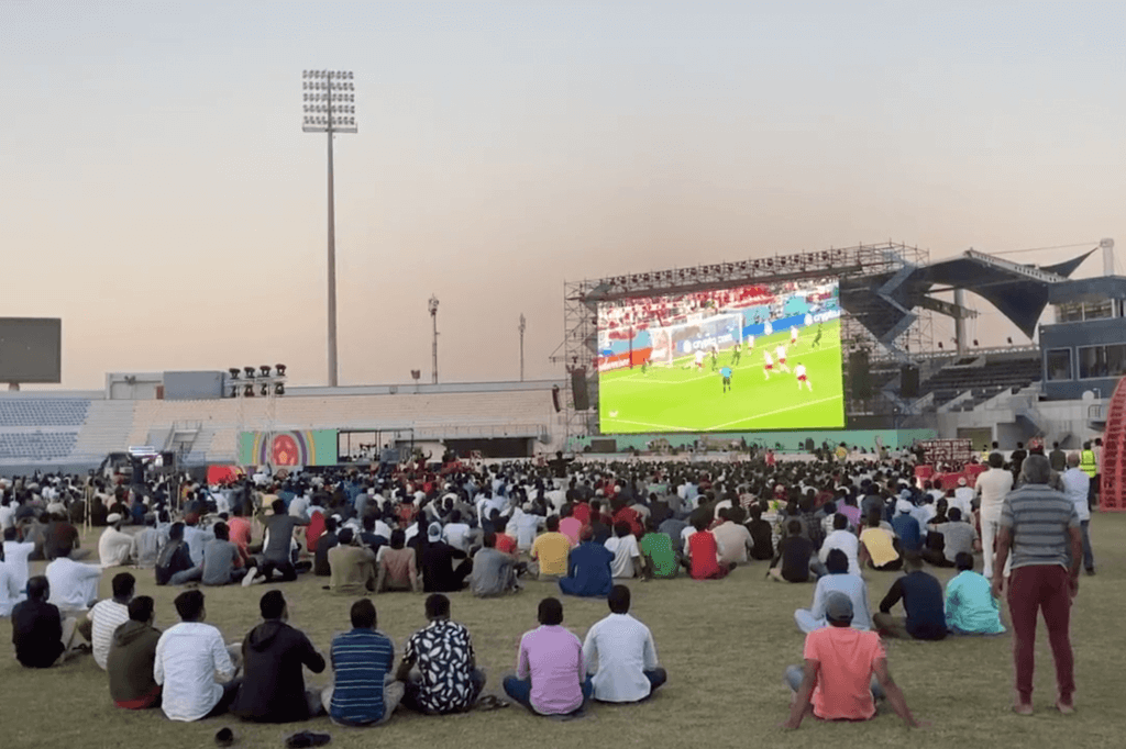 Watching the World Cup with Qatar's migrant workers in the 'Industrial Fan Zone'