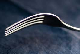 A close look between the tines of a fork.