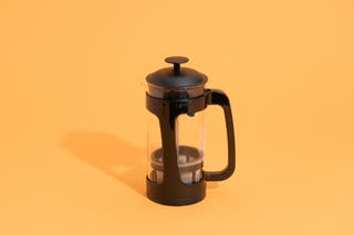 The Espro P3, our pick for best french press, with a glass carafe and black frame.