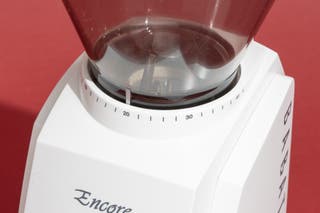 The Encore's numbered grind setting markings located near the base of the hopper.