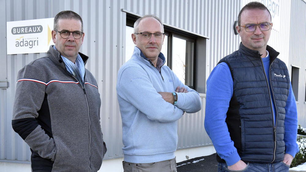 Eric Beaumet, directeur commercial, Wilfried Laure, président et directeur gestion/finances, et Guillaume Malnoury, responsable technique, sont les trois associés du groupe Adagri.