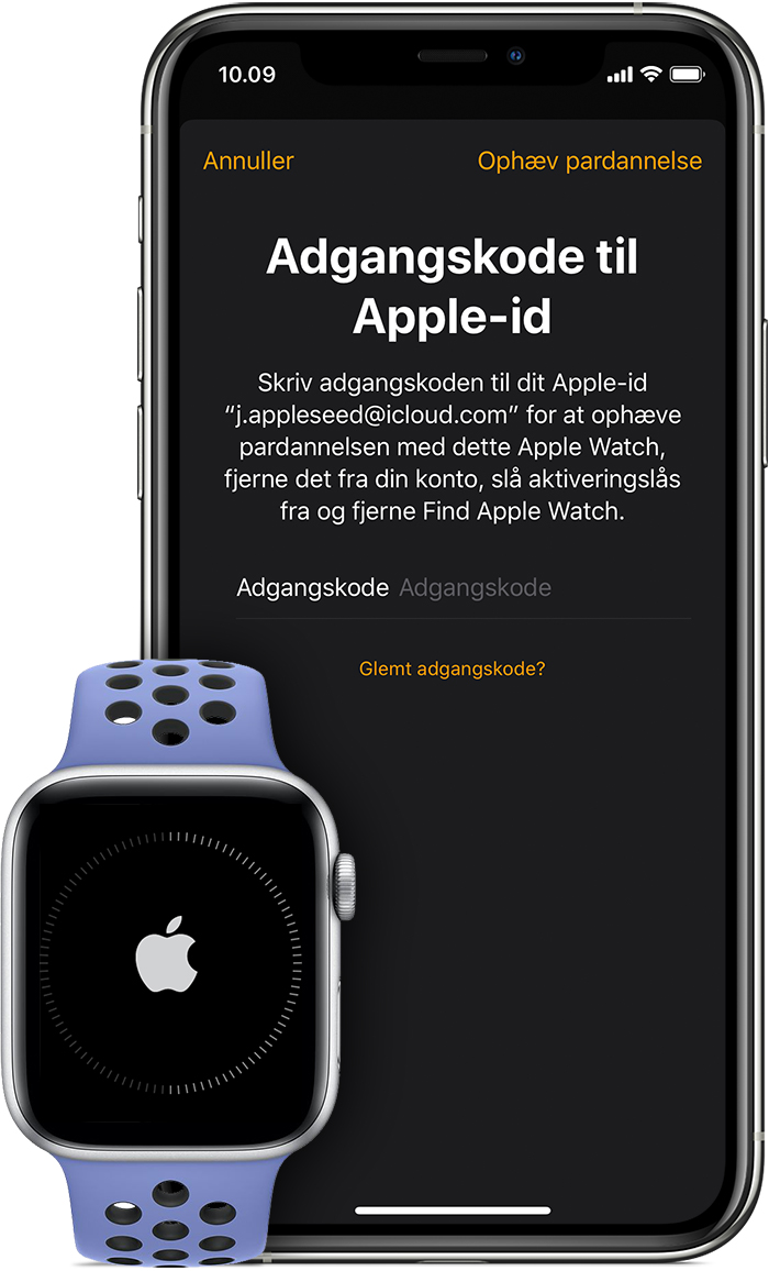 Skærm til indtastning af adgangskode for Apple‑id for at slå Aktiveringslås fra.
