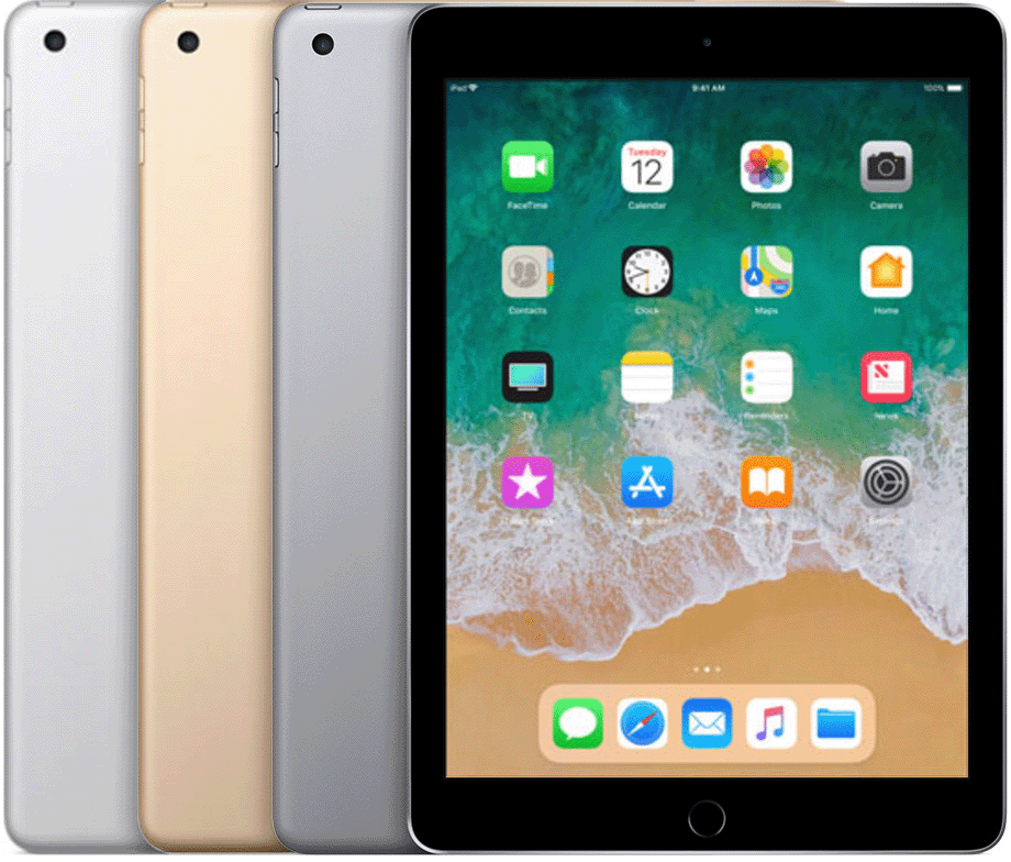iPad (5. Generation) hat eine Home-Taste und eine runde Aussparung für die Rückkamera
