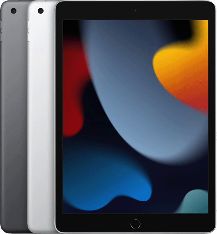 iPad (9. Generation) hat eine Home-Taste und eine runde Aussparung für die Rückkamera
