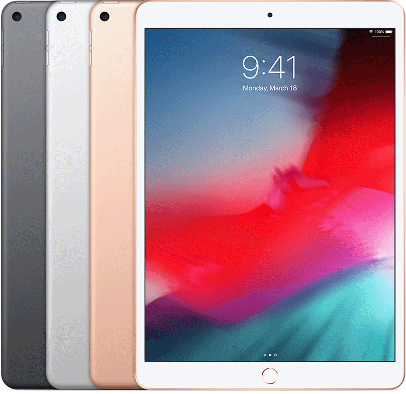 iPad Air (3. Generation) hat eine runde Home-Taste unter dem Display und eine runde Aussparung für die Rückkamera