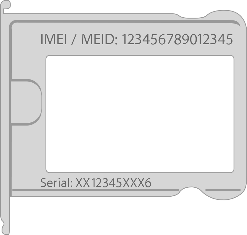 איתור המספר הסידורי וה-IMEI/MEID במגש כרטיס ה-SIM בדגמי iPhone 3 או iPhone 4