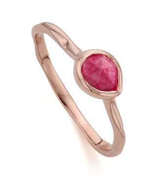 Rose Gold Vermeil Siren Small Stacking Ring - Pink Quartz - Monica Vinader