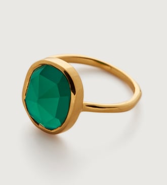 Gold Vermeil Siren Medium Stacking Ring - Green Onyx - Monica Vinader