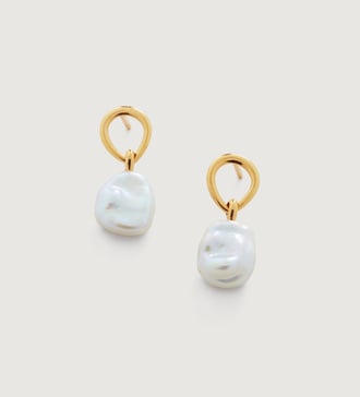 Gold Vermeil Nura Keshi Pearl Drop Earrings - Pearl - Monica Vinader