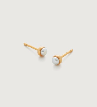Gold Vermeil Mini Pearl Stud Earrings - Pearl - Monica Vinader