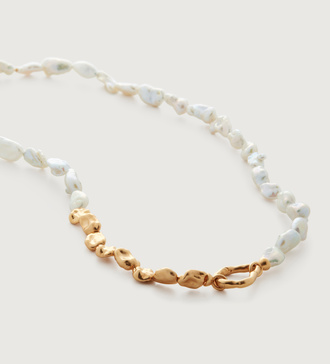 Gold Vermeil Keshi Pearl Necklace 45.5cm/18" - Pearl - Monica Vinader