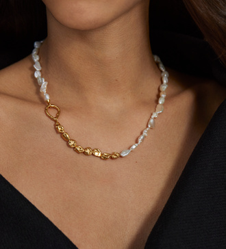 Alternate view of Gold Vermeil Keshi Pearl Necklace 46cm/18' - Pearl - Monica Vinader