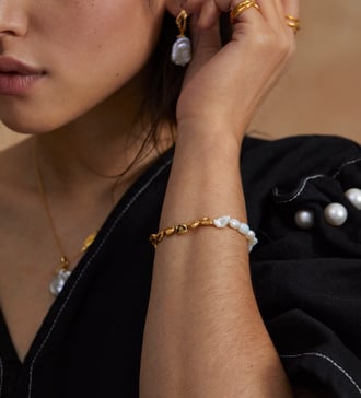 Alternate view of Gold Vermeil Keshi Pearl Bracelet - Pearl - Monica Vinader