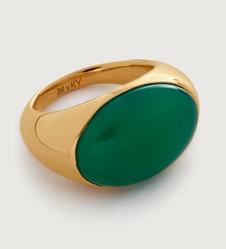 Gold Vermeil Kate Young Gemstone  Ring - Green Onyx - Monica Vinader