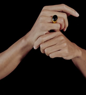 Alternate view of Gold Vermeil Kate Young Gemstone Ring - Black Onyx - Monica Vinader