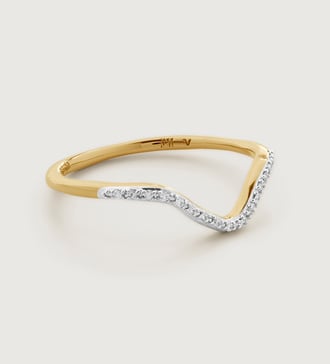 Gold Vermeil Riva Diamond Wishbone Stacking Ring - Diamond - Monica Vinader