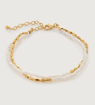 Gold Vermeil Mini Nugget Pearl Beaded Bracelet - Seed Pearls - Monica Vinader