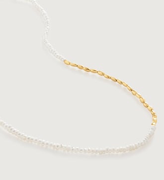 Gold Vermeil Mini Nugget Pearl Beaded Necklace Adjustable 41-46cm/16-18" - Seed Pearls - Monica Vinader