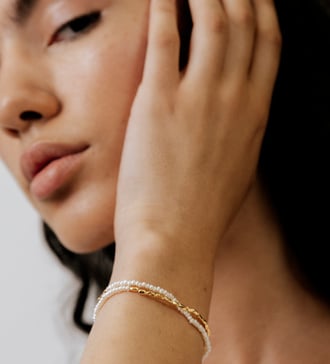 Alternate view of Gold Vermeil Mini Nugget Pearl Beaded Bracelet - Pearl - Monica Vinader