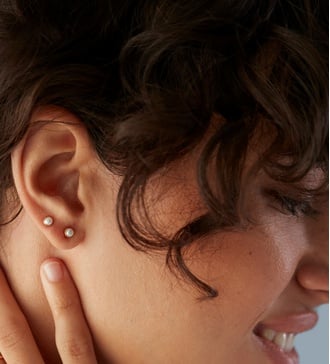 Alternate view of Gold Vermeil Mini Pearl Stud Earrings - Pearl - Monica Vinader