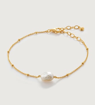 Gold Vermeil Nura Tiny Keshi Pearl Bracelet - Pearl - Monica Vinader