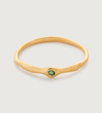 Gold Vermeil Siren Mini Gem Stacking Ring - Green Onyx - Monica Vinader