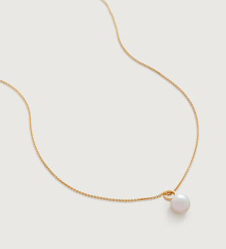Nura Round Pearl Fine Chain Necklace - Monica Vinader