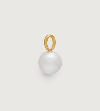 Gold Vermeil Nura Round Pearl Pendant Charm - Pearl - Monica Vinader