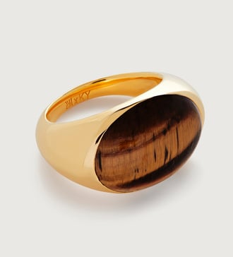 Gold Vermeil Kate Young Gemstone Ring - Kate Young Gemstone Ring - Tigers Eye - Monica Vinader