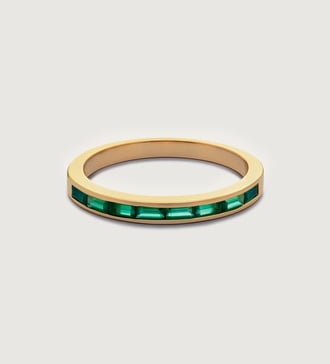 Gold Vermeil Mini Baguette Half Eternity Ring - Green Onyx - Monica Vinader