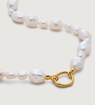 Gold Vermeil Nura Irregular Pearl Mixed Necklace 46cm/18' - Pearl - Monica Vinader