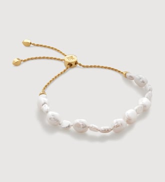 Gold Vermeil Nura Irregular Pearl Friendship Bracelet - Pearl - Monica Vinader