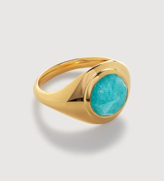 Gold Vermeil Eclipse Gemstone Signet Ring - Amazonite - Monica Vinader