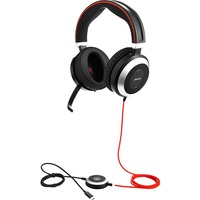 Jabra EVOLVE 80 UC Wired Over-the-head Stereo Headset - Black - Binaural - Circumaural - Noise Canceling - Mini-phone (3.5mm), USB Type C