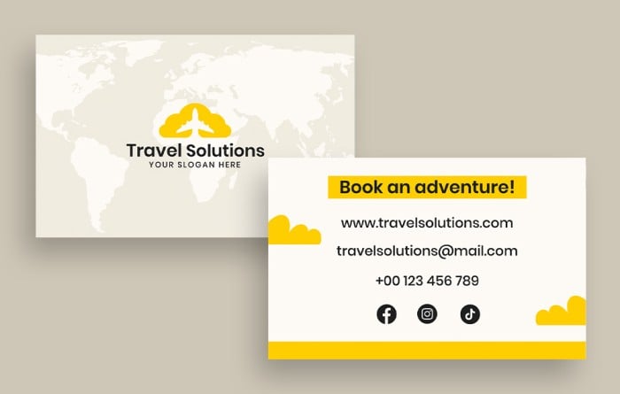 Simple Flat Travel Solutions Agency Business Card Template