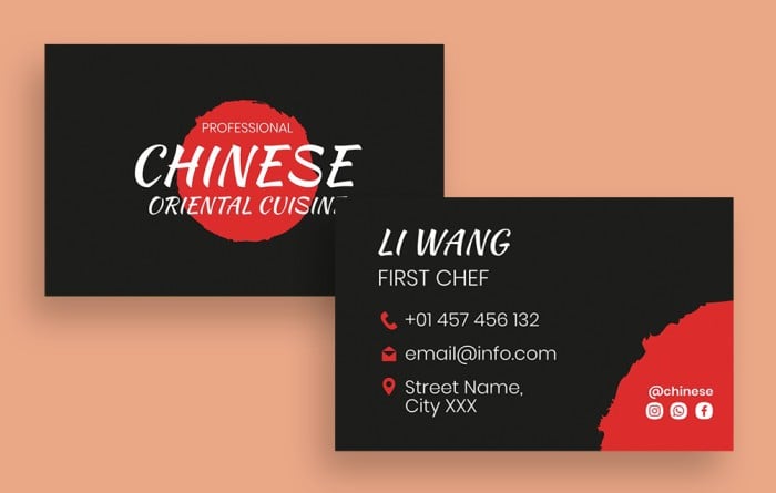 Professional Chinese Food Business Card Template