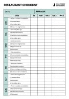 Professional Cuisine Restaurant Checklist Template