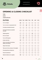 Geometric Petals Florists Opening And Closing Checklist Template