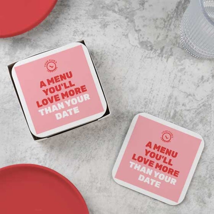 Modern Duotone Happy Valentine's Square Coaster Template