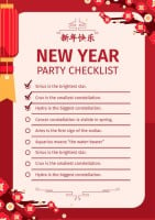 Floral Duotone Flat Happy Chinese New Year Party Checklist Template